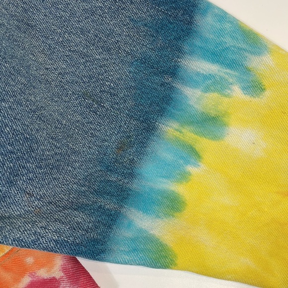 Blank NYC Denim Jean Jacket Size S Small Rainbow Colors and Cropped Look - Picture 9 of 11